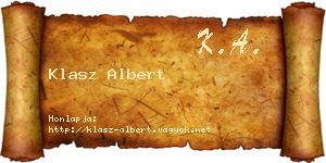 Klasz Albert névjegykártya